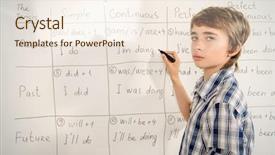  Presentation with high school - PPT layouts featuring student boy answers the grammar background and a sky blue colored foreground