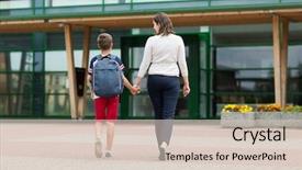 Presentation with school family - Slide deck consisting of student boy with mother going background and a lemonade colored foreground