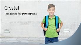  Presentation with bag - PPT layouts having student boy with school bag background and a white colored foreground