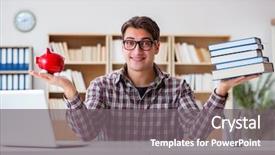  Presentation with gender pay discrimination - Cool new presentation with student breaking piggybank to pay backdrop and a  colored foreground