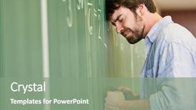  Presentation with frustration - Beautiful PPT theme featuring student calculating math problem backdrop and a gray colored foreground