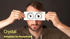  Presentation with funny - Slide deck consisting of student cartoon - funny man looking with hand background and a tawny brown colored foreground