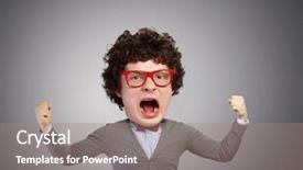  Presentation with head - Beautiful slides featuring student cartoon - funny young man with big backdrop and a  colored foreground