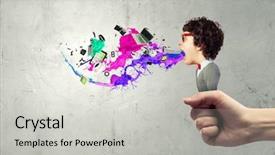  Presentation with funny cartoon - Amazing presentation theme having student cartoon - funny young man with big backdrop and a  colored foreground