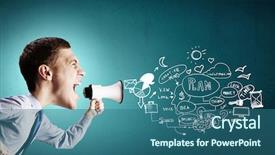  Presentation with funny cartoon - Presentation design consisting of student cartoon - funny young man with big background and a ocean colored foreground