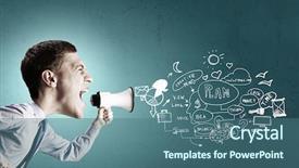  Presentation with man head in hands - Amazing slide deck having student cartoon - funny young man with big backdrop and a  colored foreground