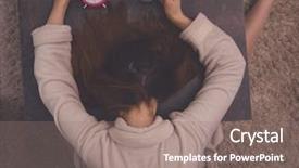  Presentation with overworked - PPT theme consisting of student cartoon - very tired overworked female slepping background and a gray colored foreground