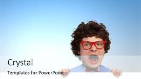  Presentation with funny cartoon - Colorful theme enhanced with student cartoon - young funny man with big backdrop and a cool aqua colored foreground