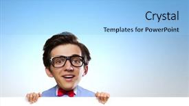  Presentation with head - PPT theme consisting of student cartoon - young funny man with big background and a light blue colored foreground