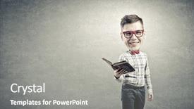  Presentation with funny cartoon - Cool new presentation theme with student cartoon - young funny science man backdrop and a gray colored foreground