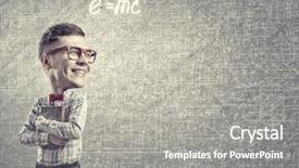  Presentation with funny cartoon - Beautiful PPT theme featuring student cartoon - young funny science man backdrop and a gray colored foreground
