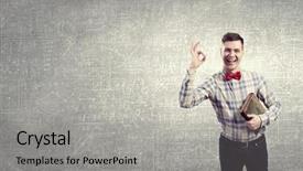  Presentation with funny cartoon - PPT theme consisting of student cartoon - young funny science man background and a light gray colored foreground