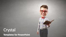  Presentation with science - Colorful PPT layouts enhanced with student cartoon - young funny science man backdrop and a gray colored foreground