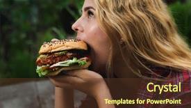 Presentation with fast food - Colorful presentation theme enhanced with student consume fast food girl backdrop and a tawny brown colored foreground