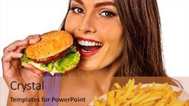  Presentation with french fries - Colorful PPT layouts enhanced with student consume fast food backdrop and a gold colored foreground