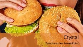  Presentation with junk food - Beautiful slides featuring student consume fast food backdrop and a gold colored foreground