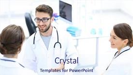  Presentation with group - PPT layouts having student council - group of doctors talking background and a  colored foreground