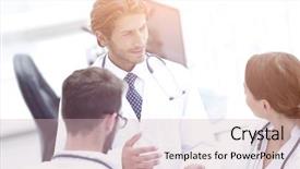  Presentation with military doctors - PPT layouts with student council - group of doctors talking background and a  colored foreground