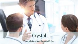  Presentation with group - Colorful slide set enhanced with student council - group of doctors talking backdrop and a  colored foreground