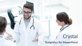  Presentation with group - Beautiful theme featuring student council - group of doctors talking backdrop and a  colored foreground