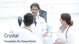  Presentation with group - Slides enhanced with student council - group of doctors talking background and a sky blue colored foreground