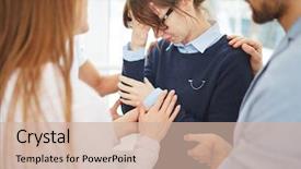  Presentation with student - Colorful PPT theme enhanced with student counselling - despaired girl backdrop and a soft green colored foreground