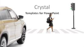  Presentation with pedestrian crossing - PPT layouts featuring student-crossing-a-street background and a white colored foreground