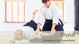  Presentation with aikido - PPT layouts enhanced with student discipline - man and woman fighting background and a lemonade colored foreground