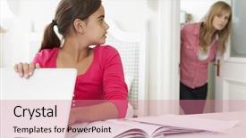  Presentation with young man holdng laptop on lap money - PPT layouts featuring student discipline - mother catches daughter using laptop background and a coral colored foreground