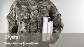  Presentation with discipline - Cool new slide deck with student discipline - soldier holding books military education backdrop and a gray colored foreground