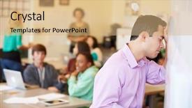 Presentation with high school - PPT theme having student discipline - stressed high school teacher trying background and a coral colored foreground