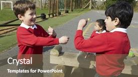  Presentation with playground - Colorful PPT theme enhanced with student discipline - two boys fighting in school backdrop and a violet colored foreground