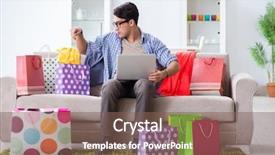  Presentation with clothing - Audience pleasing PPT layouts consisting of student discount - young man buying clothing online backdrop and a violet colored foreground