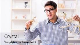  Presentation with animal adaptation - PPT theme with student doctor studying animal skeleton background and a  colored foreground