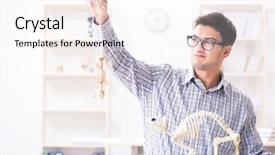  Presentation with animal tissue - Amazing presentation design having student doctor studying animal skeleton backdrop and a sky blue colored foreground