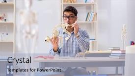  Presentation with ecology animal - Colorful presentation theme enhanced with student doctor studying animal skeleton backdrop and a light blue colored foreground