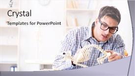  Presentation with skeleton - Slide set featuring student doctor studying animal skeleton background and a  colored foreground