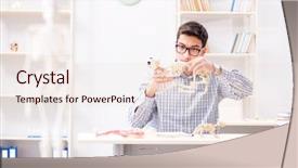  Presentation with history animal - Presentation theme enhanced with student doctor studying animal skeleton background and a  colored foreground