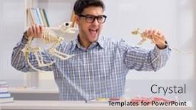  Presentation with skeleton - Presentation theme consisting of student-doctor-studying-animal-skeleton background and a light gray colored foreground