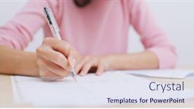  Presentation with homework - Beautiful slides featuring student doing homework at home backdrop and a sky blue colored foreground