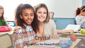  Presentation with supervision - Cool new presentation design with student doing homework supervision backdrop and a coral colored foreground