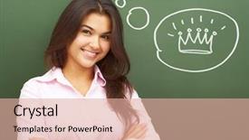  Presentation with queen - Slides with student dream - portrait of pretty girl background and a coral colored foreground