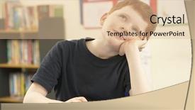  Presentation with classroom - Audience pleasing presentation theme consisting of student dream - schoolboy daydreaming in classroom backdrop and a lemonade colored foreground