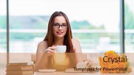  Presentation with coffee - Slide set having student drinking coffee while sudy background and a  colored foreground