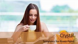  Presentation with young college student diagnosis of sti - Cool new presentation design with student drinking coffee while sudy backdrop and a  colored foreground