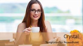  Presentation with young college student diagnosis of sti - Beautiful presentation theme featuring student drinking coffee while sudy backdrop and a  colored foreground