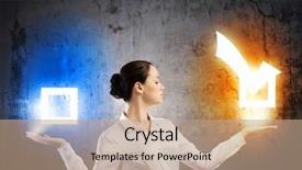  Presentation with surgical items - PPT layouts having student elections - image of businesswoman holding items background and a coral colored foreground