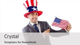  Presentation with american flag and eagle - Beautiful PPT layouts featuring student elections - man with american flag backdrop and a light gray colored foreground