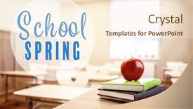  Presentation with classroom - Presentation design consisting of student elections - text school spring on classroom background and a cream colored foreground