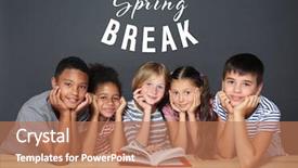  Presentation with spring break - Slide set consisting of student elections - text spring break and children background and a coral colored foreground